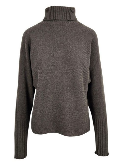maglia donna dolcevita corta marrone A rovescio | 1630/6108